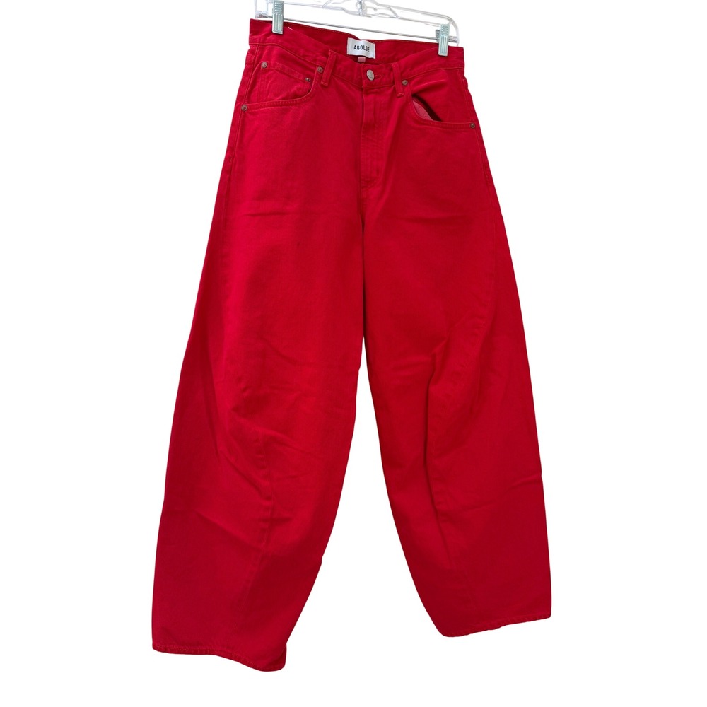 AGOLDE Red Balloon High Rise Curved Leg Jeans Women Size 31 *FLAW*